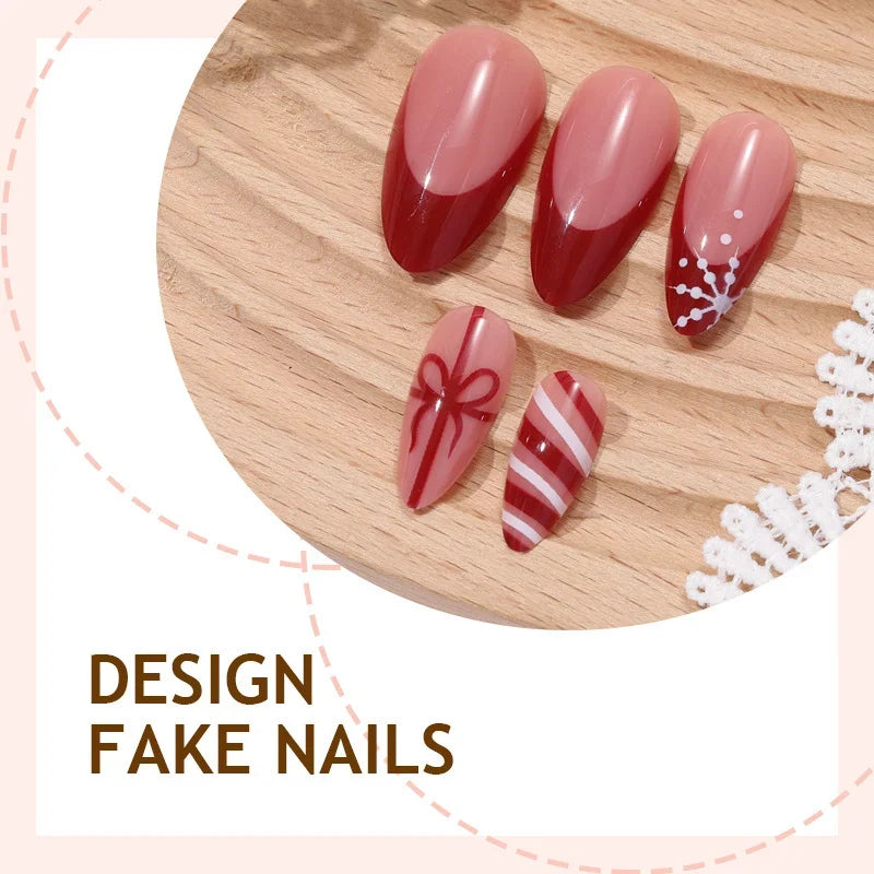 Press-On Nail Set Glitter & Bow Accents 24-Pack