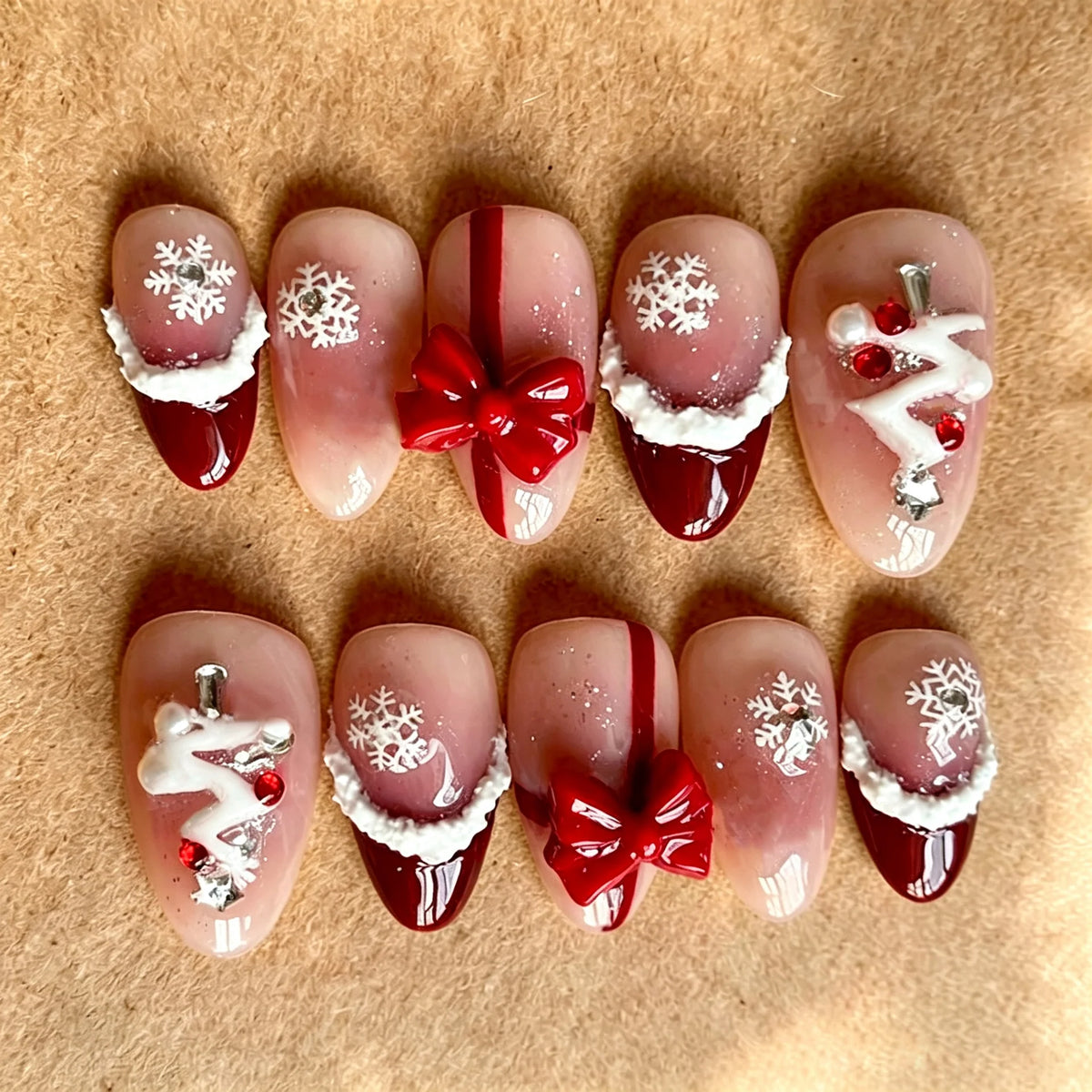 Press-On Nail Set Holiday Designs Adhesive Tabs