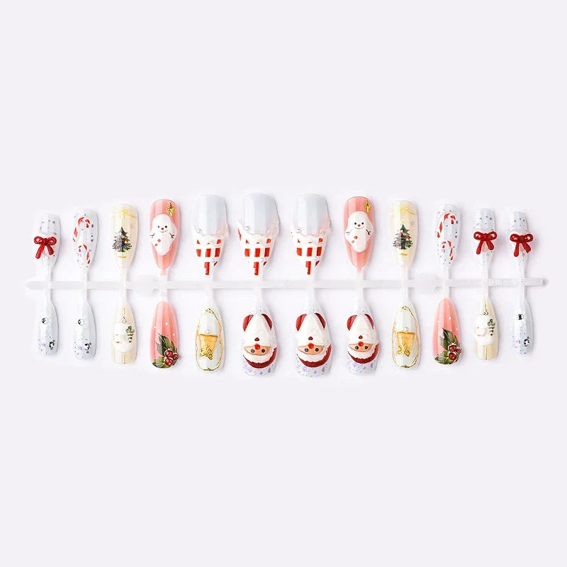 Press-On Nail Set Holiday Designs Lightweight & Durable