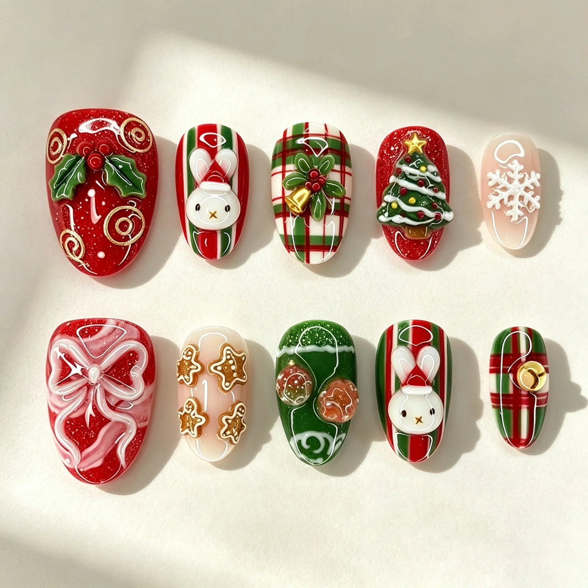 Press-On Nail Set Holiday Designs Peel-And-Press