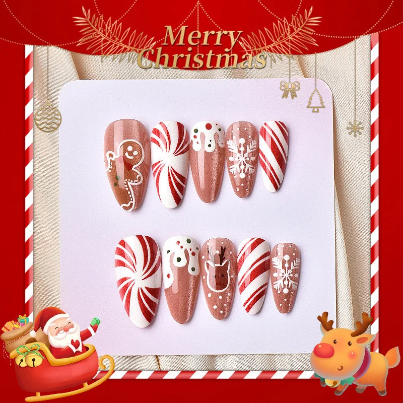 Press-On Nail Set Holiday Designs Peel-And-Press & Reusable