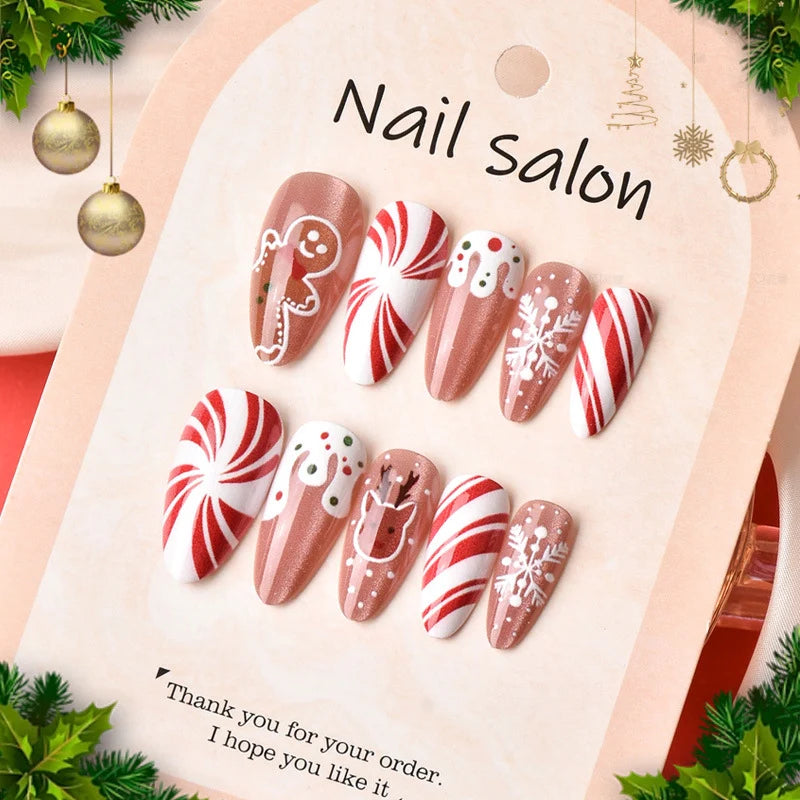 Press-On Nail Set Holiday Designs Peel-And-Press & Reusable