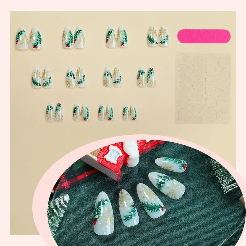 Press-On Nail Set Holiday Designs Peel-And-Stick