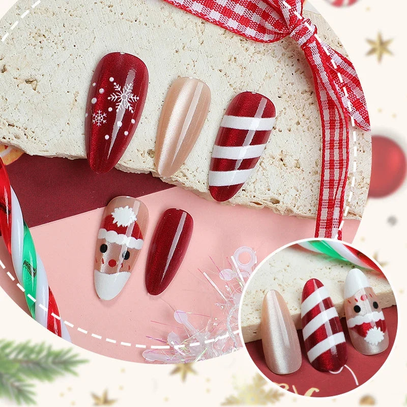 Press-On Nail Set Holiday Designs Reusable & Easy Application
