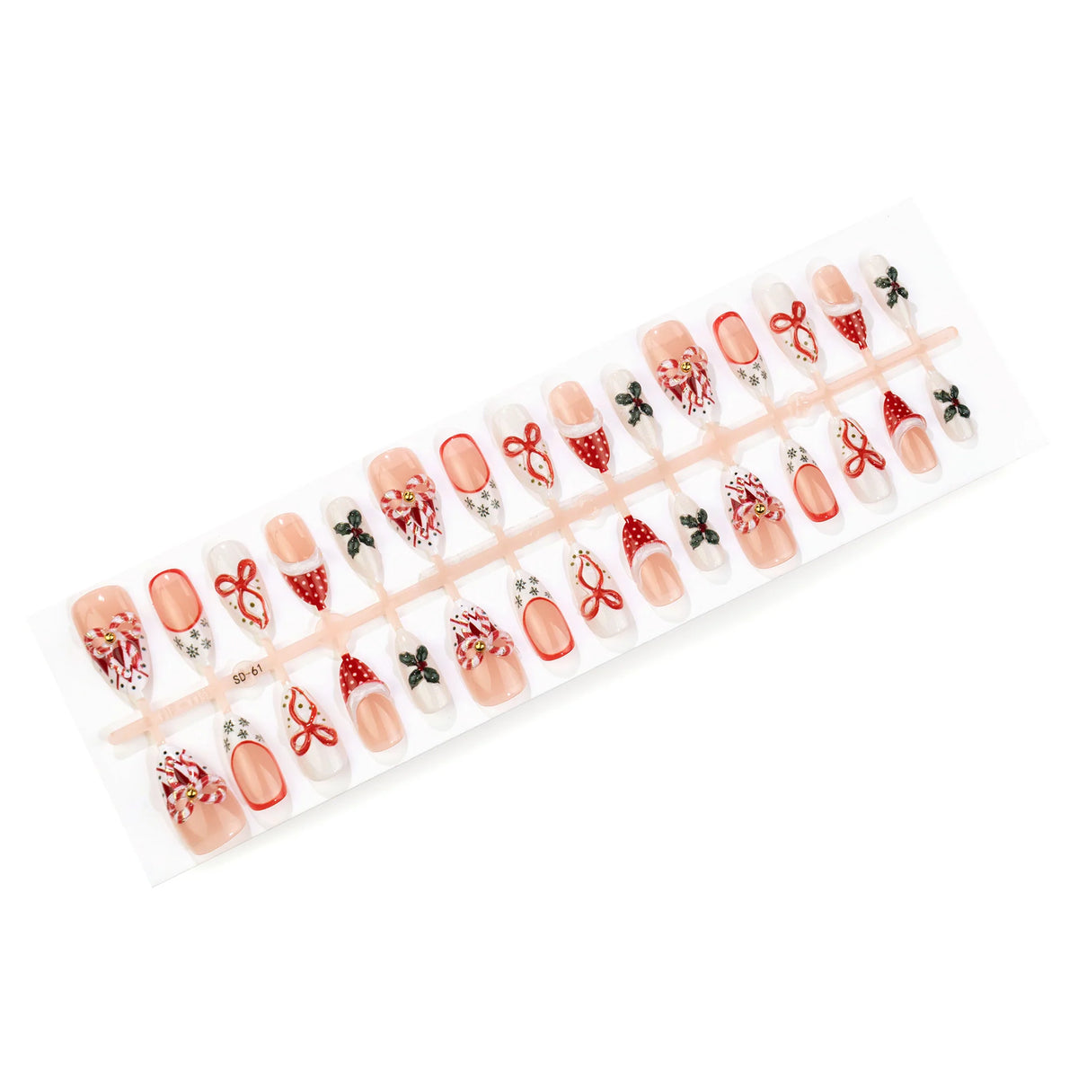 Press-On Nail Set Holiday Designs Self-Adhesive Long-Lasting