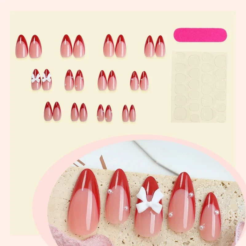 Press-On Nail Set Pre-Decorated Reusable Easy Application