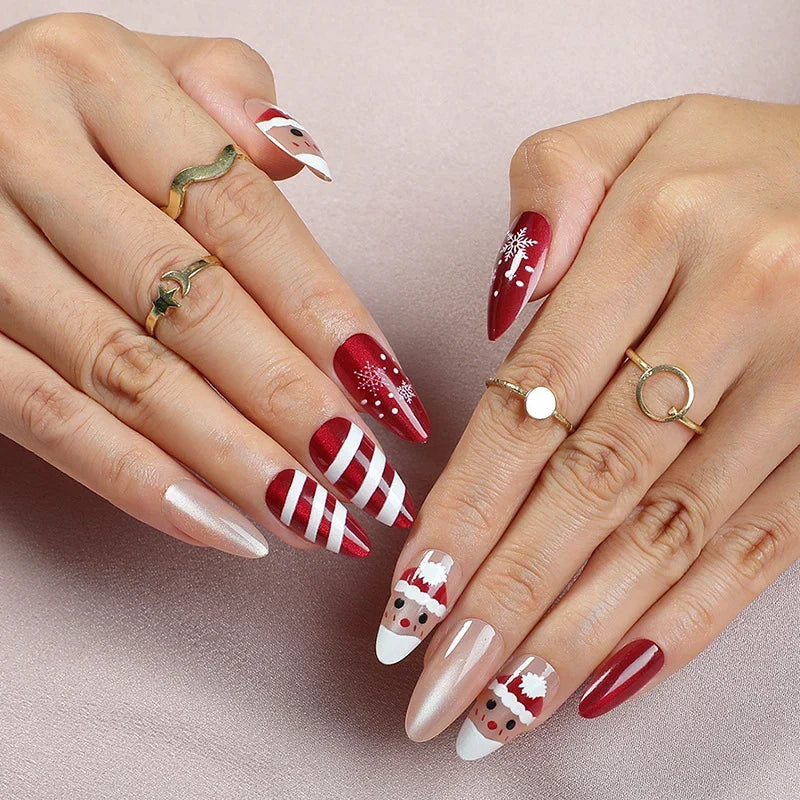 Press-On Nail Set Salon-Quality Holiday Designs Reusable