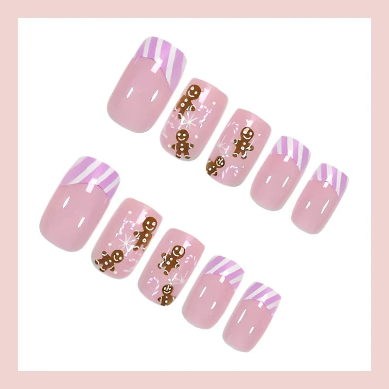 Press-On Nail Set Self-Adhesive Festive Glitter & Christmas Motifs