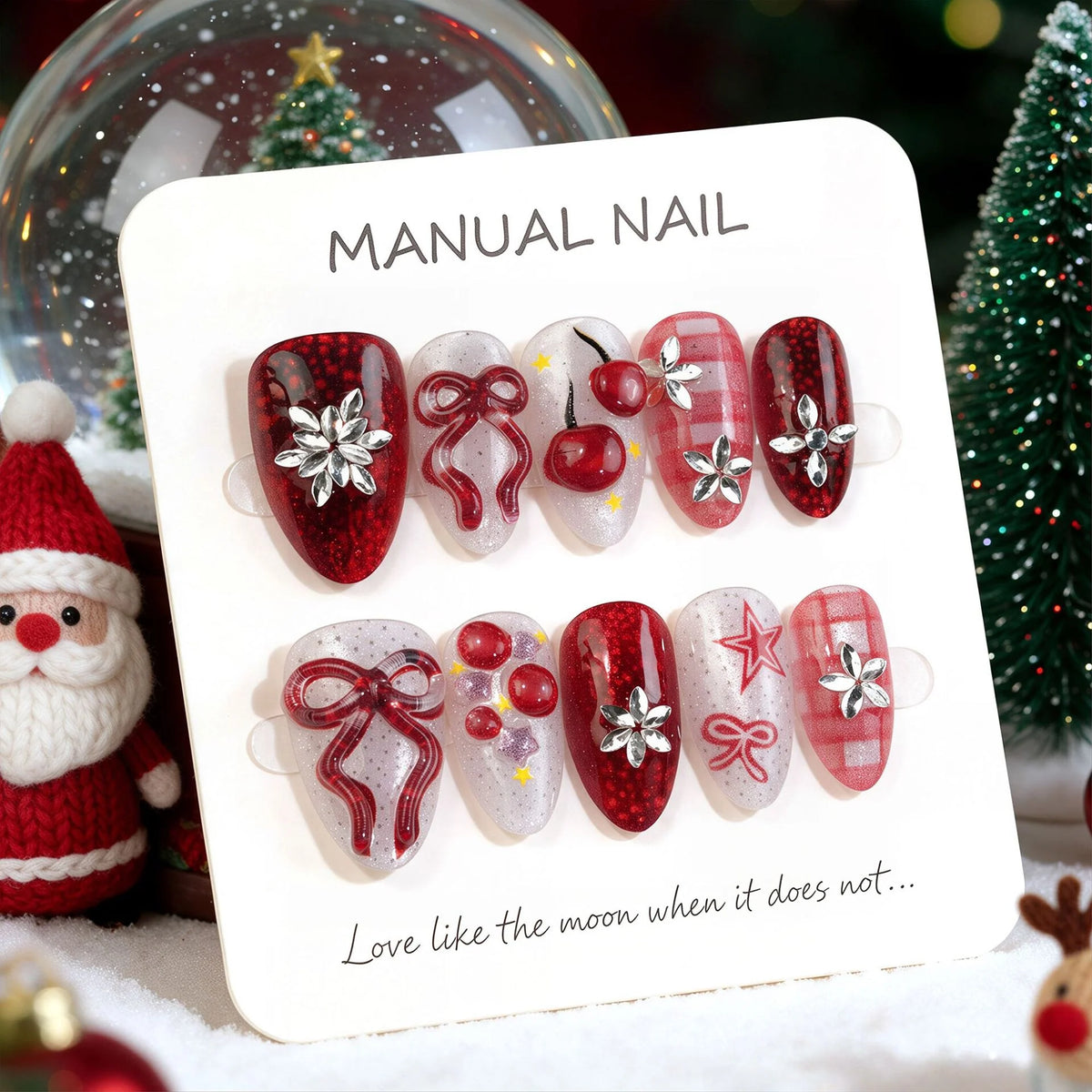 Press-On Nail Set Self-Adhesive Holiday Design