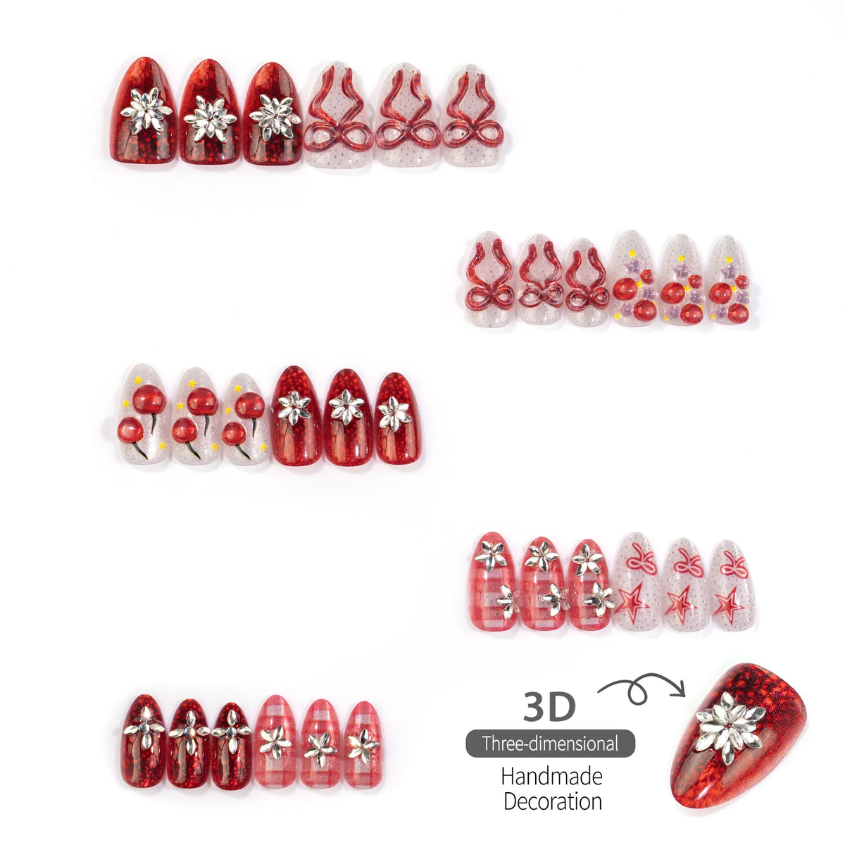 Press-On Nail Set Self-Adhesive Holiday Design