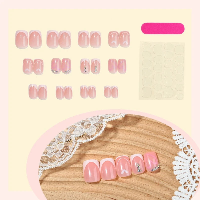 Press-On Nail Set Self-Adhesive Sparkling Accents Long-Lasting