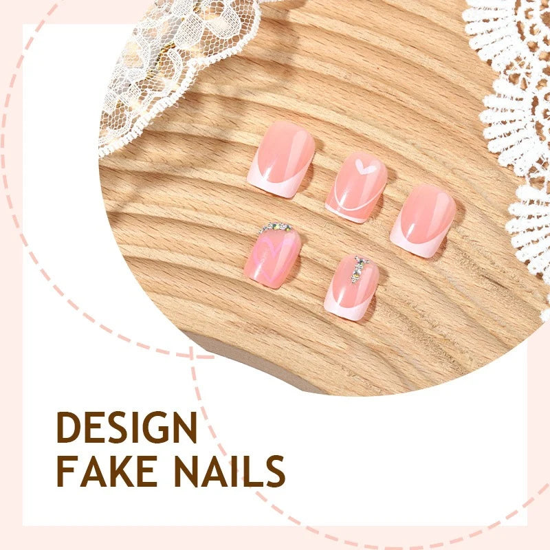 Press-On Nail Set Self-Adhesive Sparkling Accents Long-Lasting
