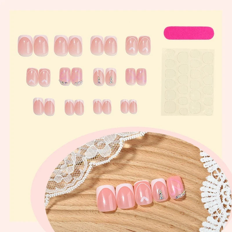 Press-On Nail Set Self-Adhesive Sparkling Accents Long-Lasting