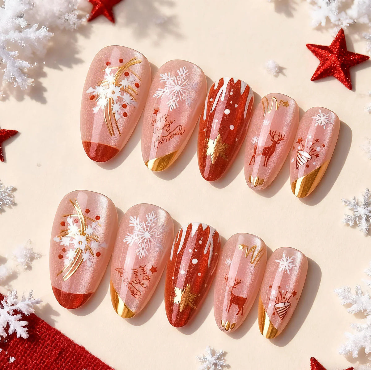 Press-On Nail Set Winter Motifs Self-Adhesive