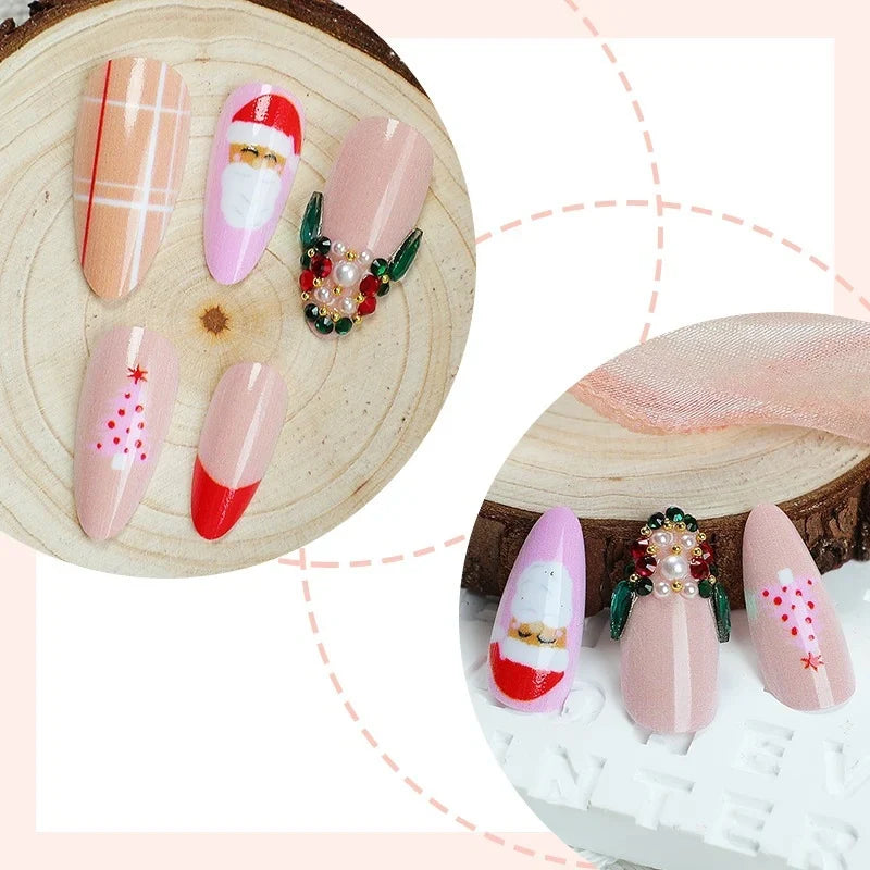 Press-On Nails Christmas Glitter Designs Easy Application
