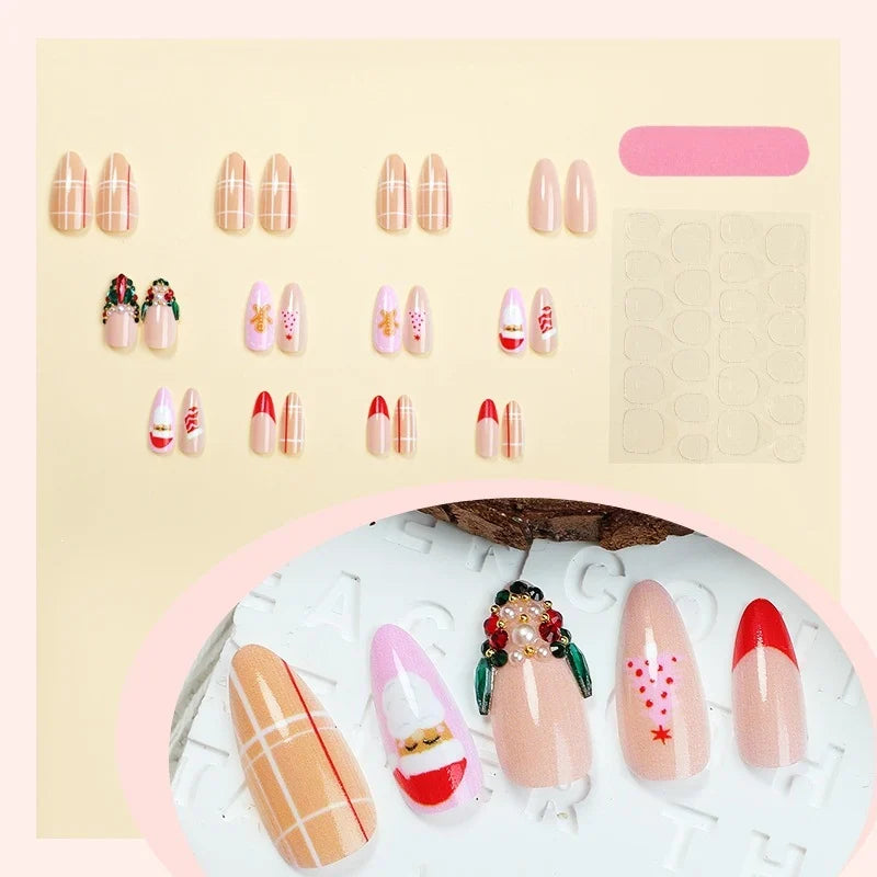 Press-On Nails Christmas Glitter Designs Easy Application