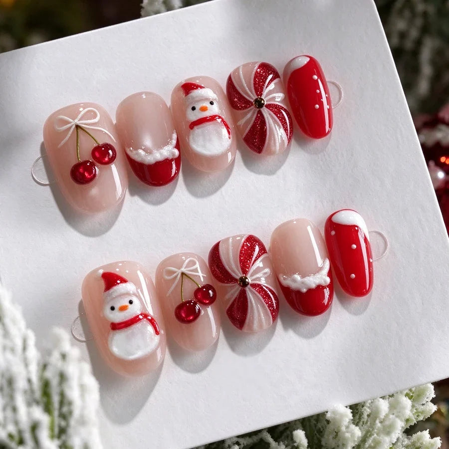 Press-On Nails Christmas Self-Adhesive Multiple Sizes