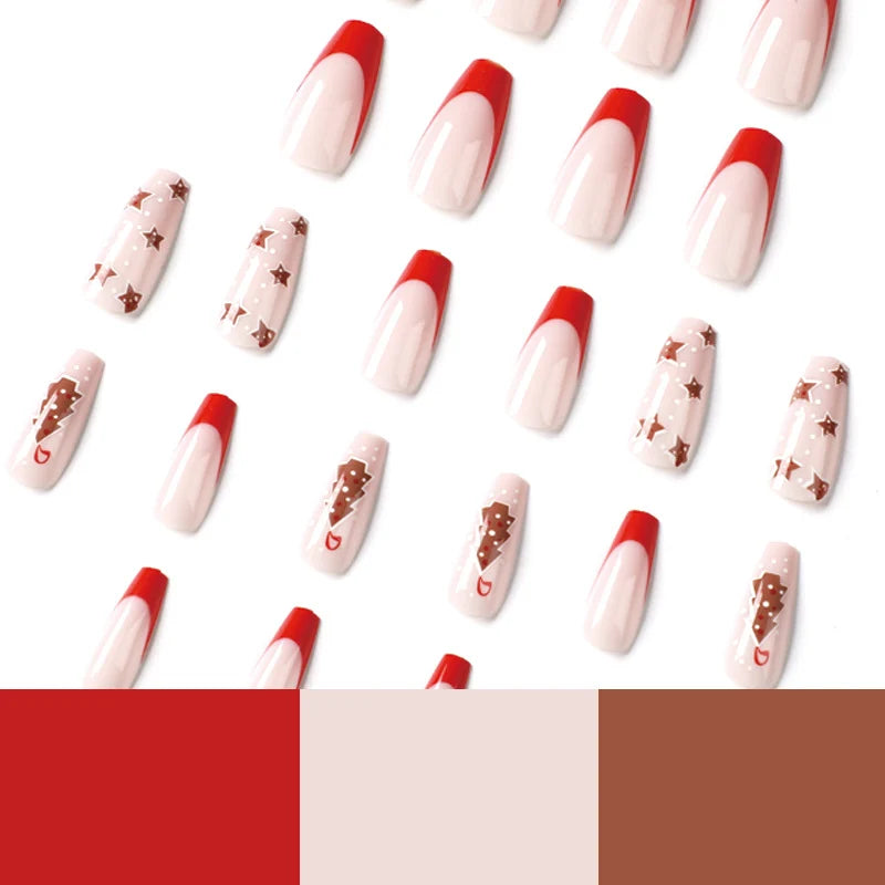 Press-On Nails Festive Christmas Glitter Easy Application
