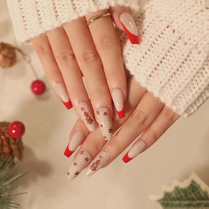 Press-On Nails Festive Christmas Glitter Easy Application