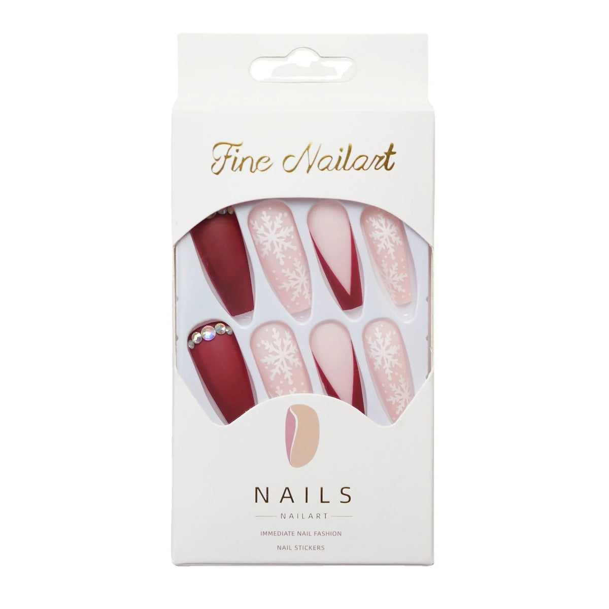 Press-On Nails Festive Snowflake Easy Application