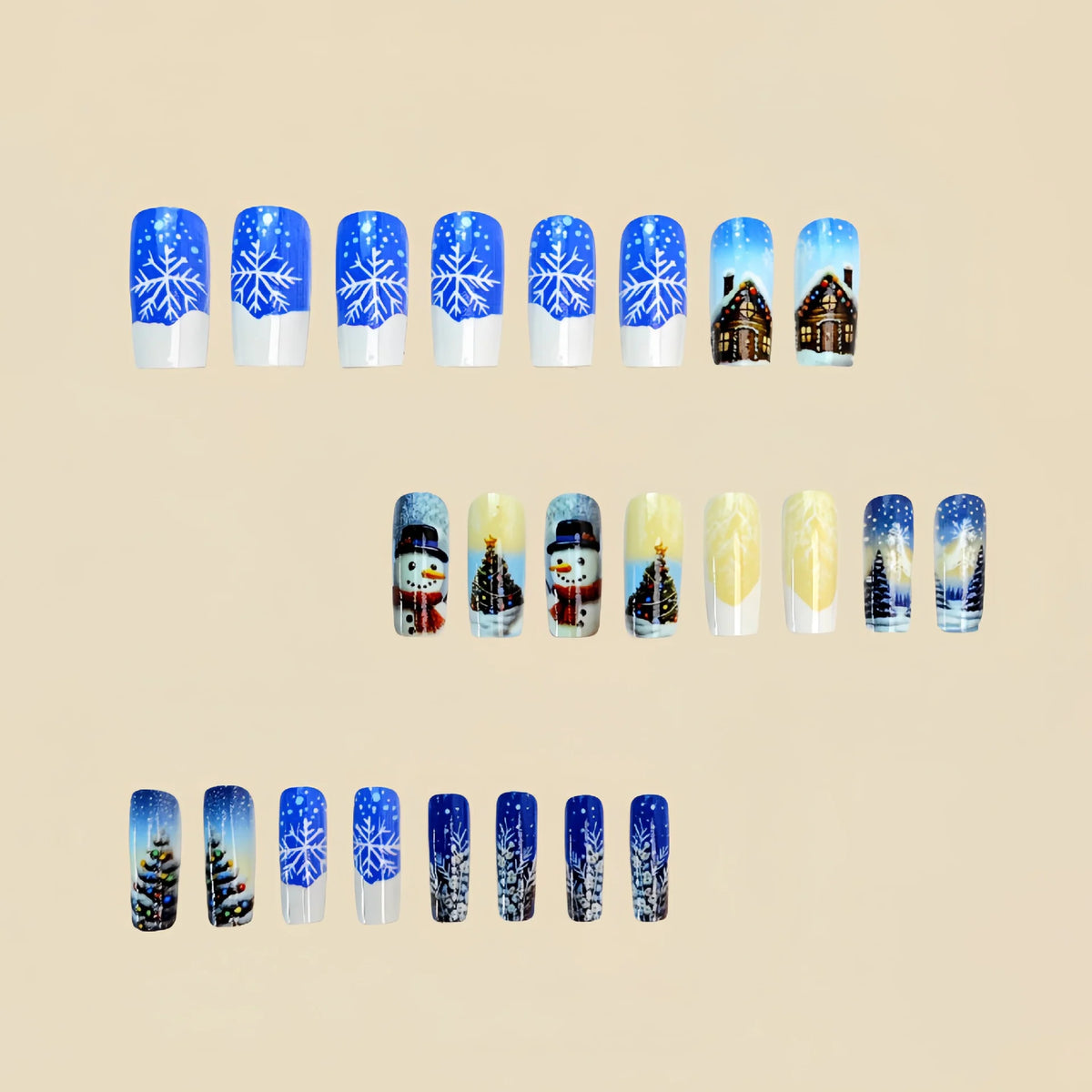 Press-On Nails Holiday Snowflake Peel-And-Stick Long-Lasting Shine
