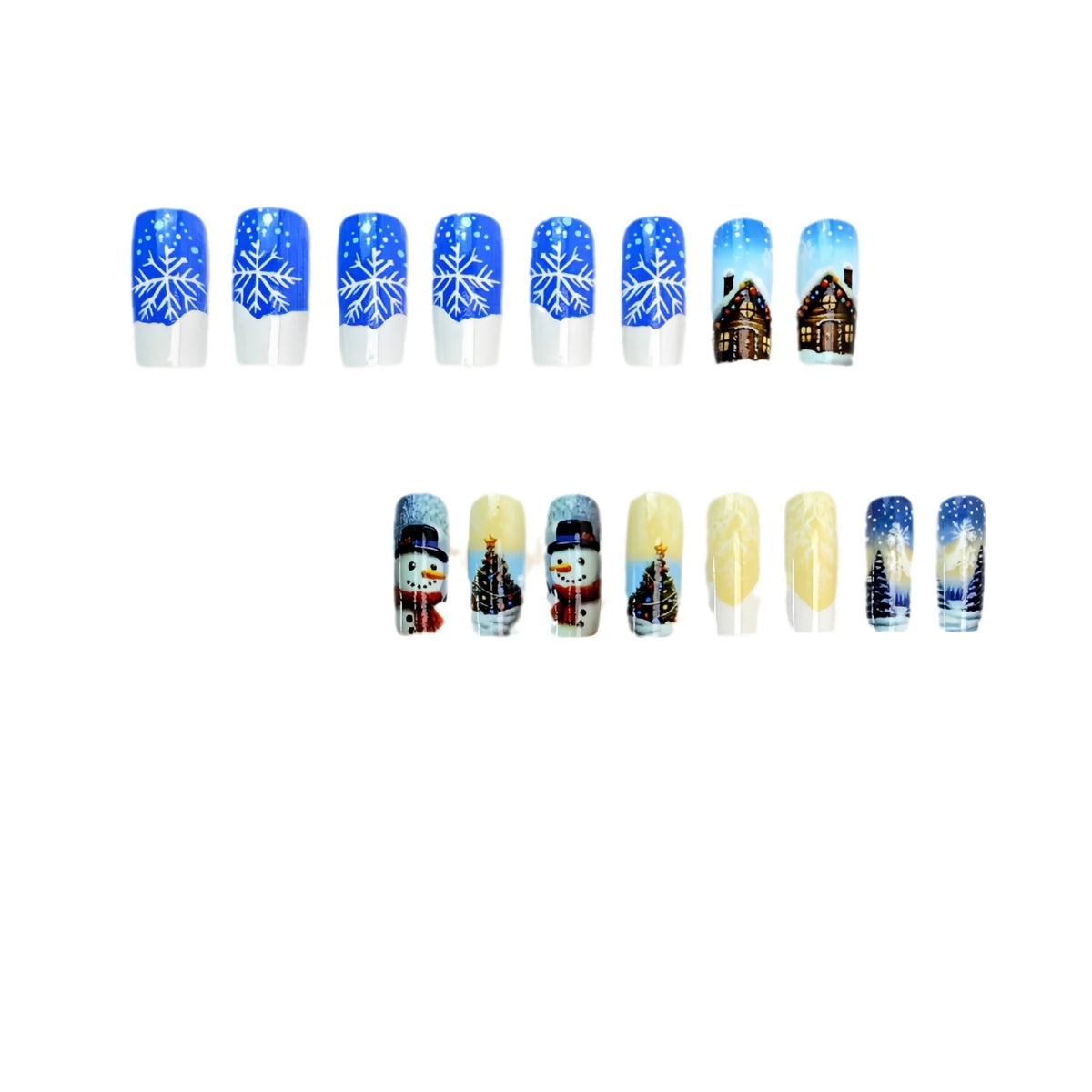 Press-On Nails Holiday Snowflake Peel-And-Stick Long-Lasting Shine