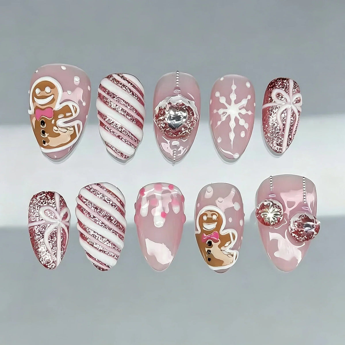 Press-On Nails Pre-Glued Non-Toxic Holiday Designs