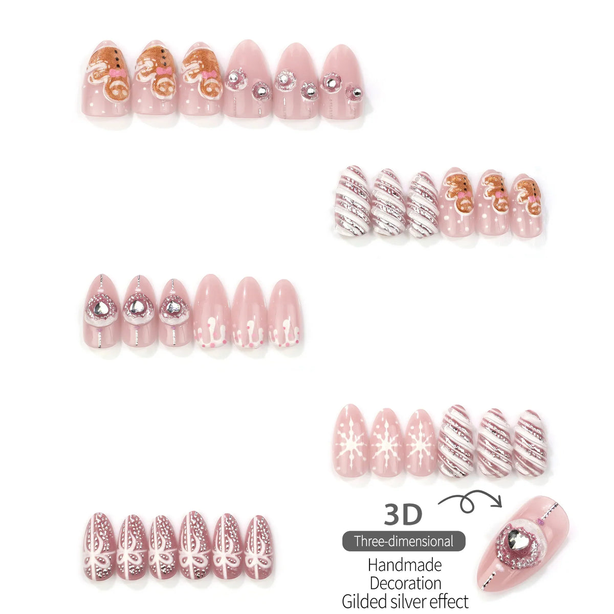 Press-On Nails Pre-Glued Non-Toxic Holiday Designs