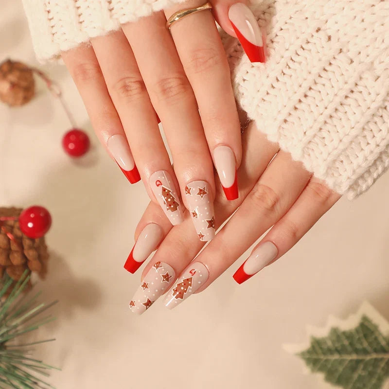 Press-On Nails Reusable Skin-Friendly Holiday Designs