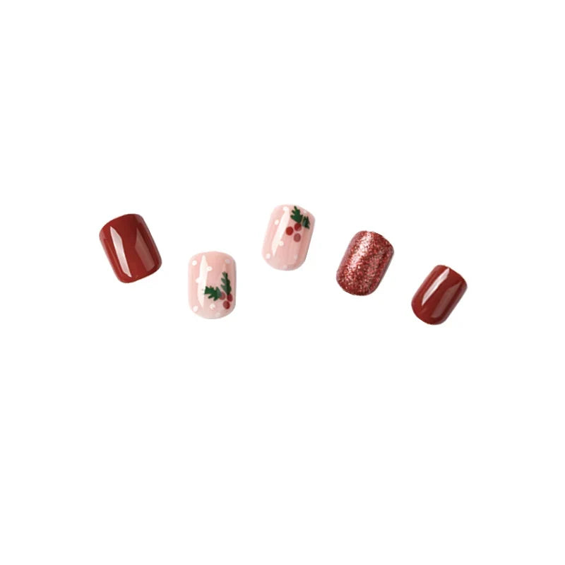 Press-On Nails Reusable Skin-Friendly Holiday Designs