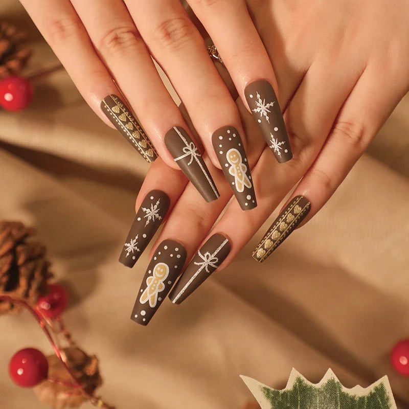 Press-On Nails Reusable Skin-Friendly Holiday Designs