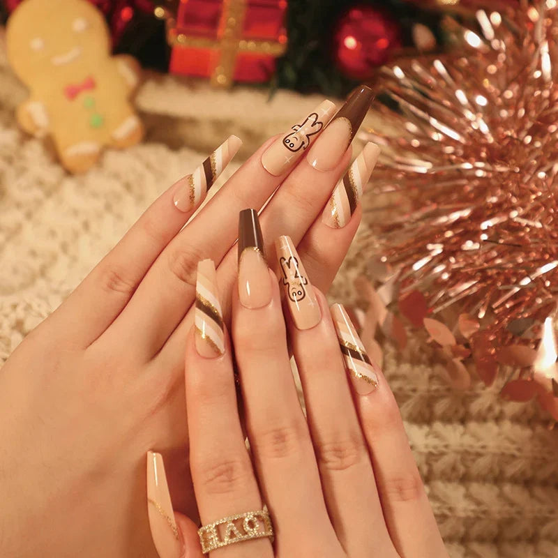 Press-On Nails Reusable Skin-Friendly Holiday Designs