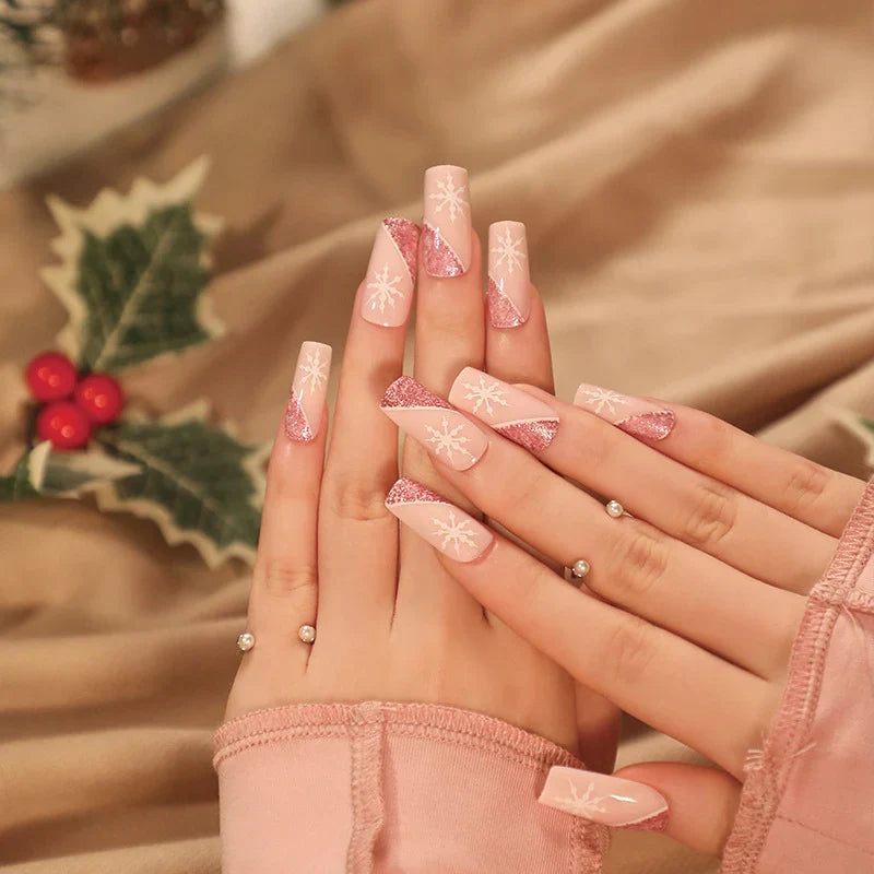 Press-On Nails Reusable Skin-Friendly Holiday Designs