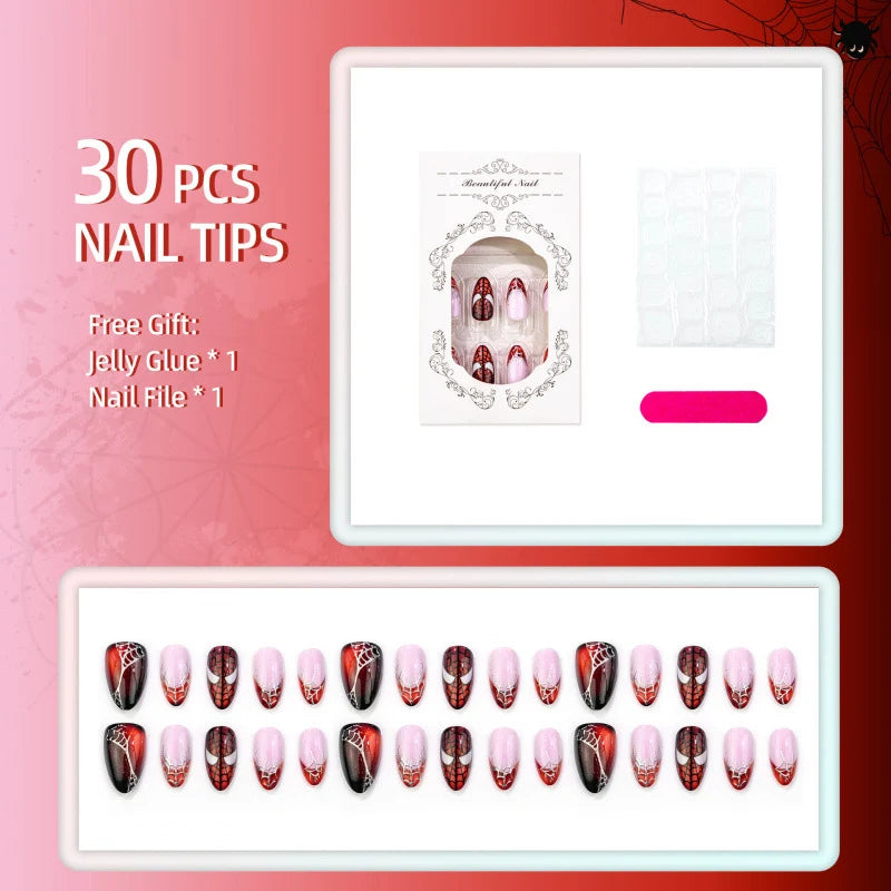 Press-On Nails Spider Web Design Multiple Sizes
