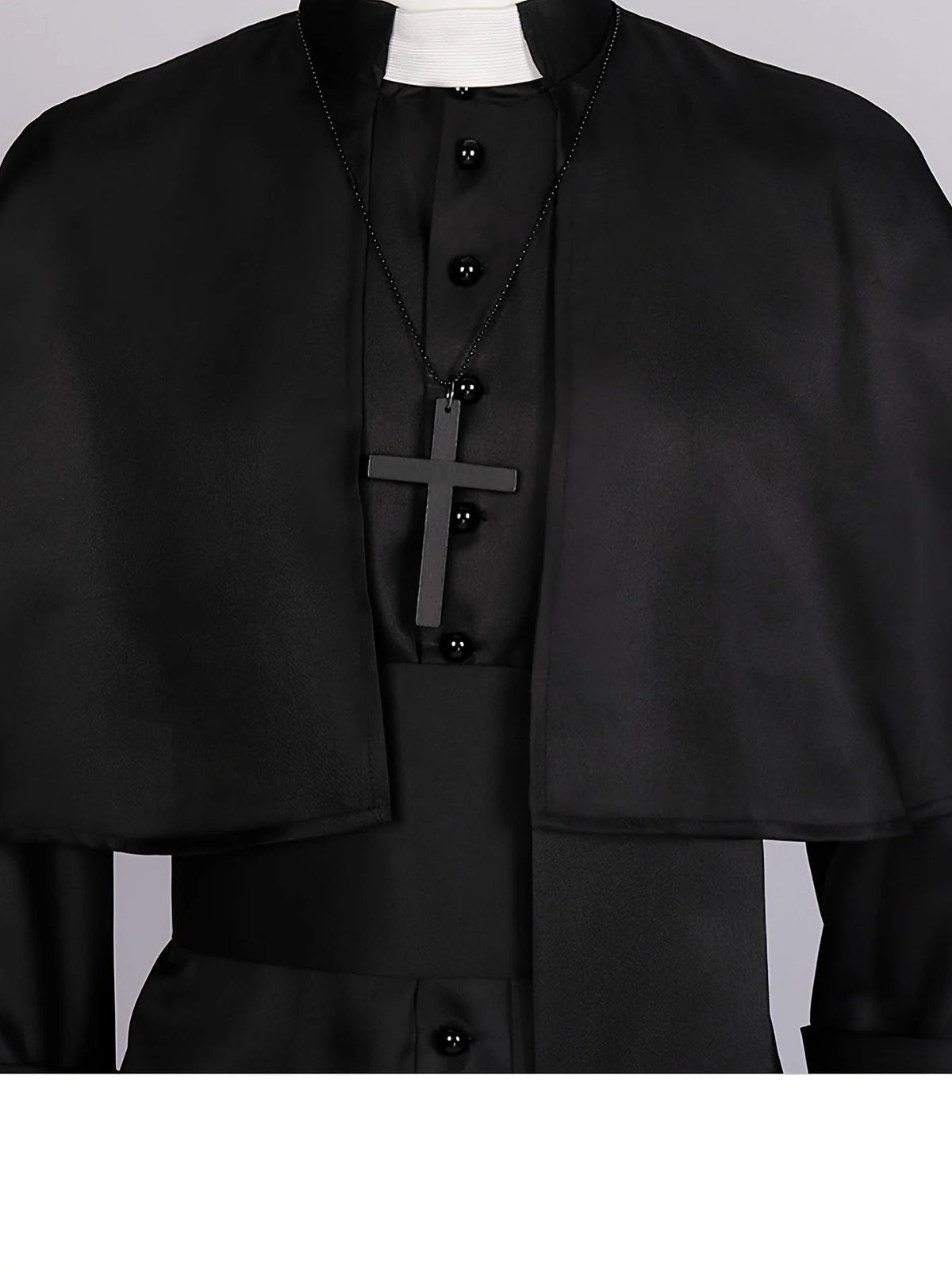 Priest Costume Robe with Shoulder Cape & Cross Accessory