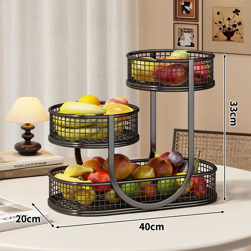 Produce Display Stand Three-Tier Metal Mesh Rust-Resistant