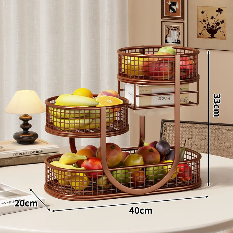 Produce Display Stand Three-Tier Metal Mesh Rust-Resistant