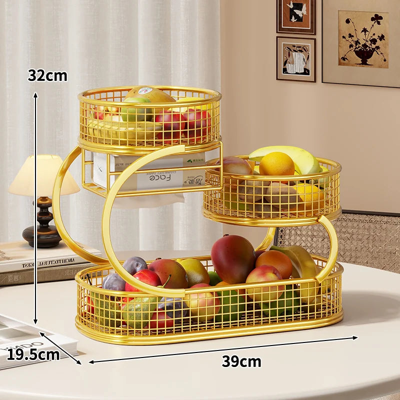 Produce Display Stand Three-Tier Metal Mesh Rust-Resistant