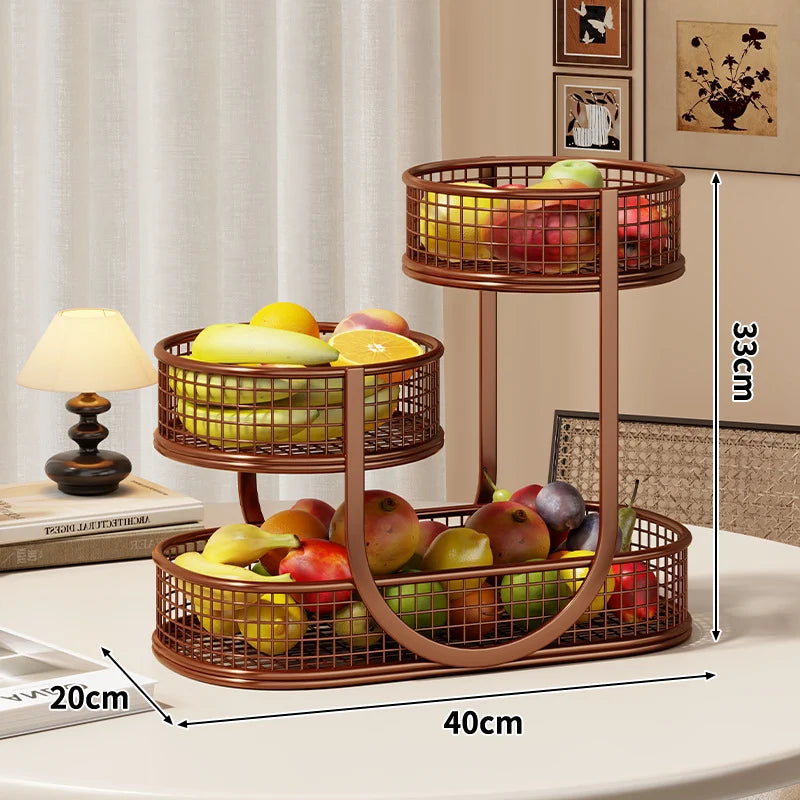Produce Display Stand Three-Tier Metal Mesh Rust-Resistant