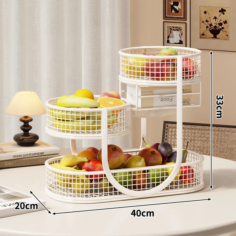 Produce Display Stand Three-Tier Metal Mesh Rust-Resistant