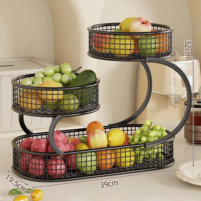 Produce Storage Rack Multi-Tier Ventilated Mesh Baskets