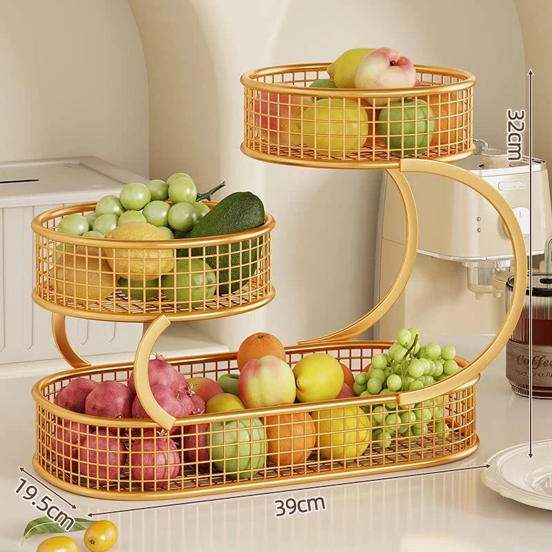 Produce Storage Rack Multi-Tier Ventilated Mesh Baskets