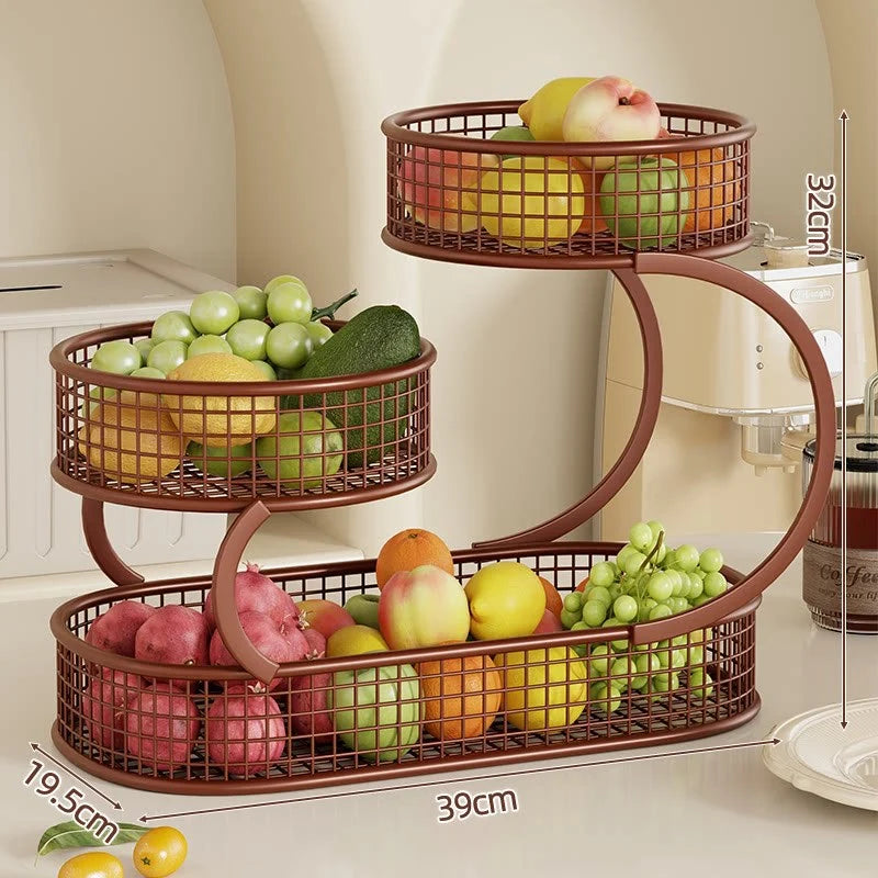 Produce Storage Rack Multi-Tier Ventilated Mesh Baskets