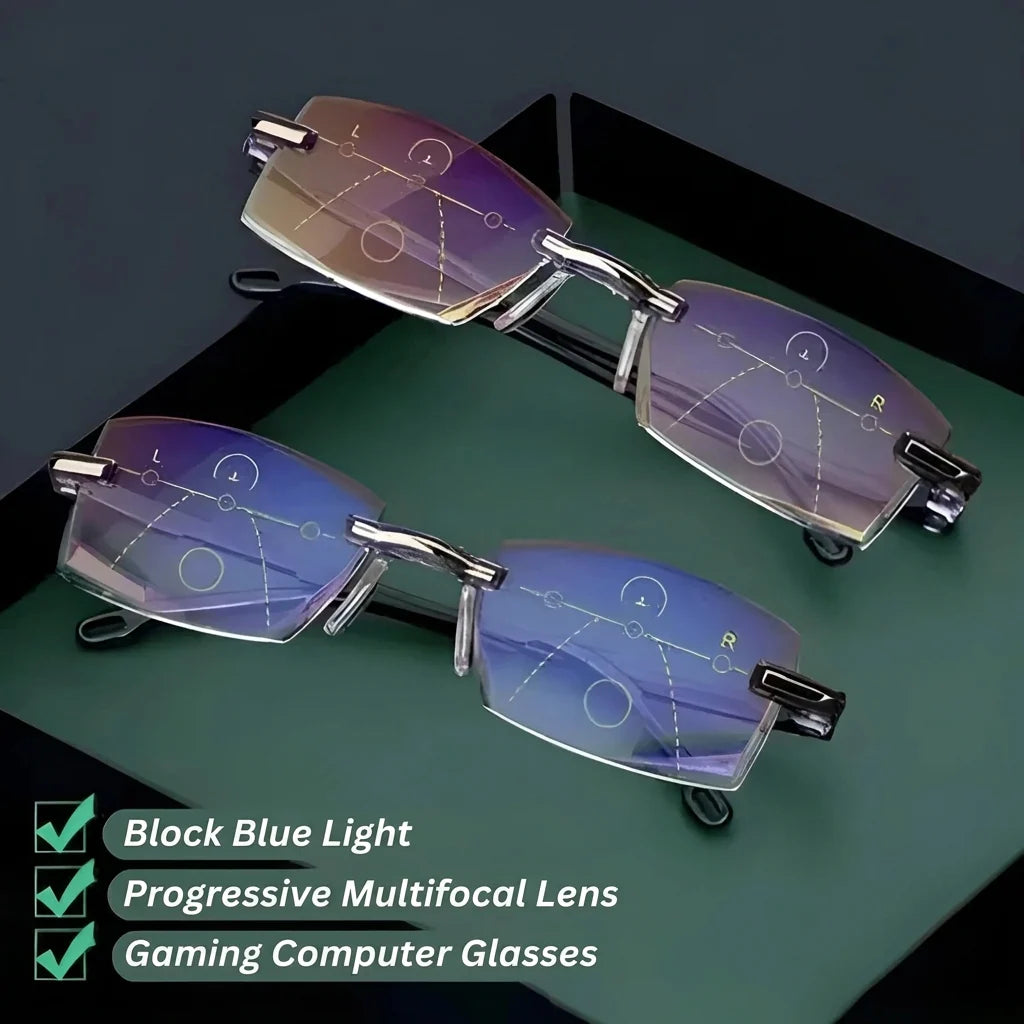Progressive Glasses Blue Light Filter Anti-Glare UV400 Protection