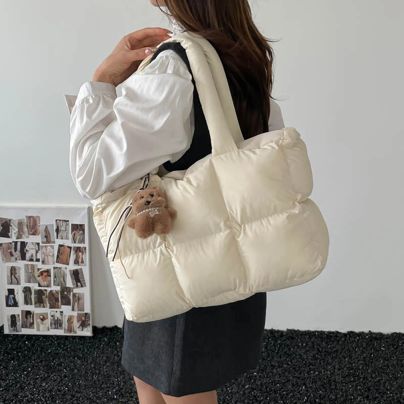 Puffer Tote Bag Spacious Lightweight Adjustable Handles