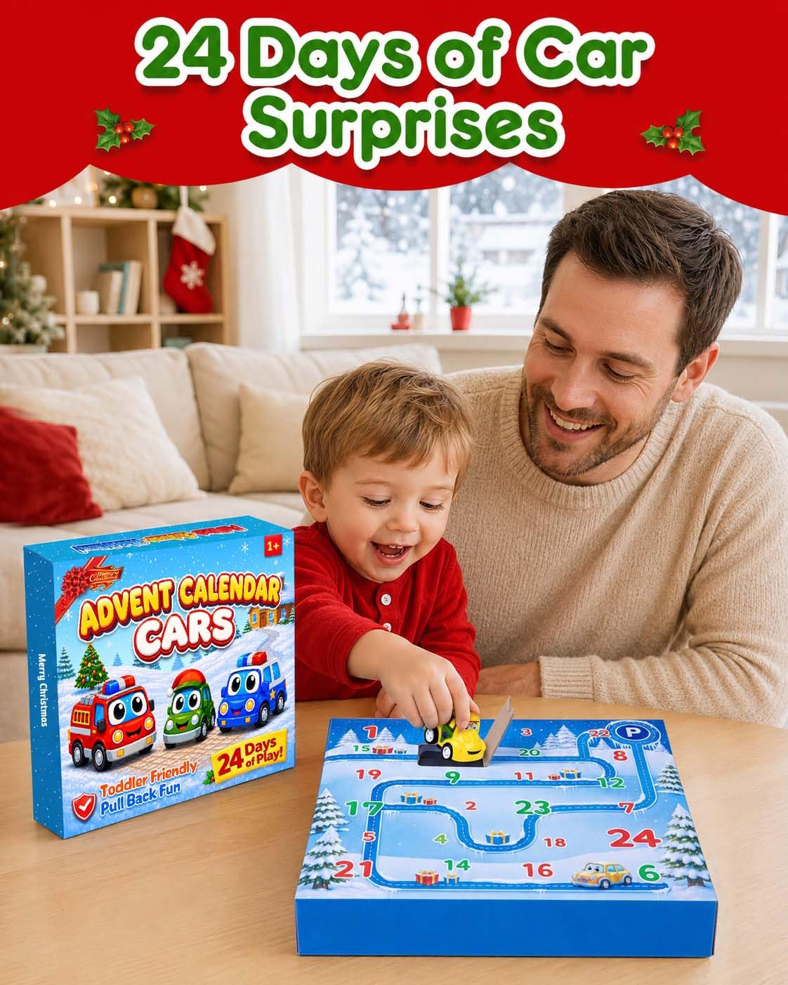 Pull Back Car Set 24 Spring Powered Play Map