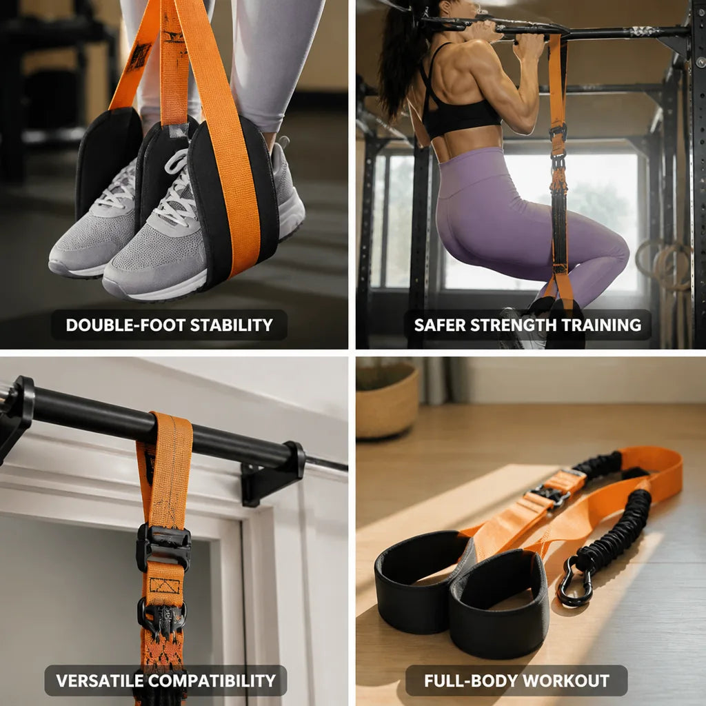 Pull-Up Assistance Bands Double-Foot Stabilizing & 150 lb Resistance
