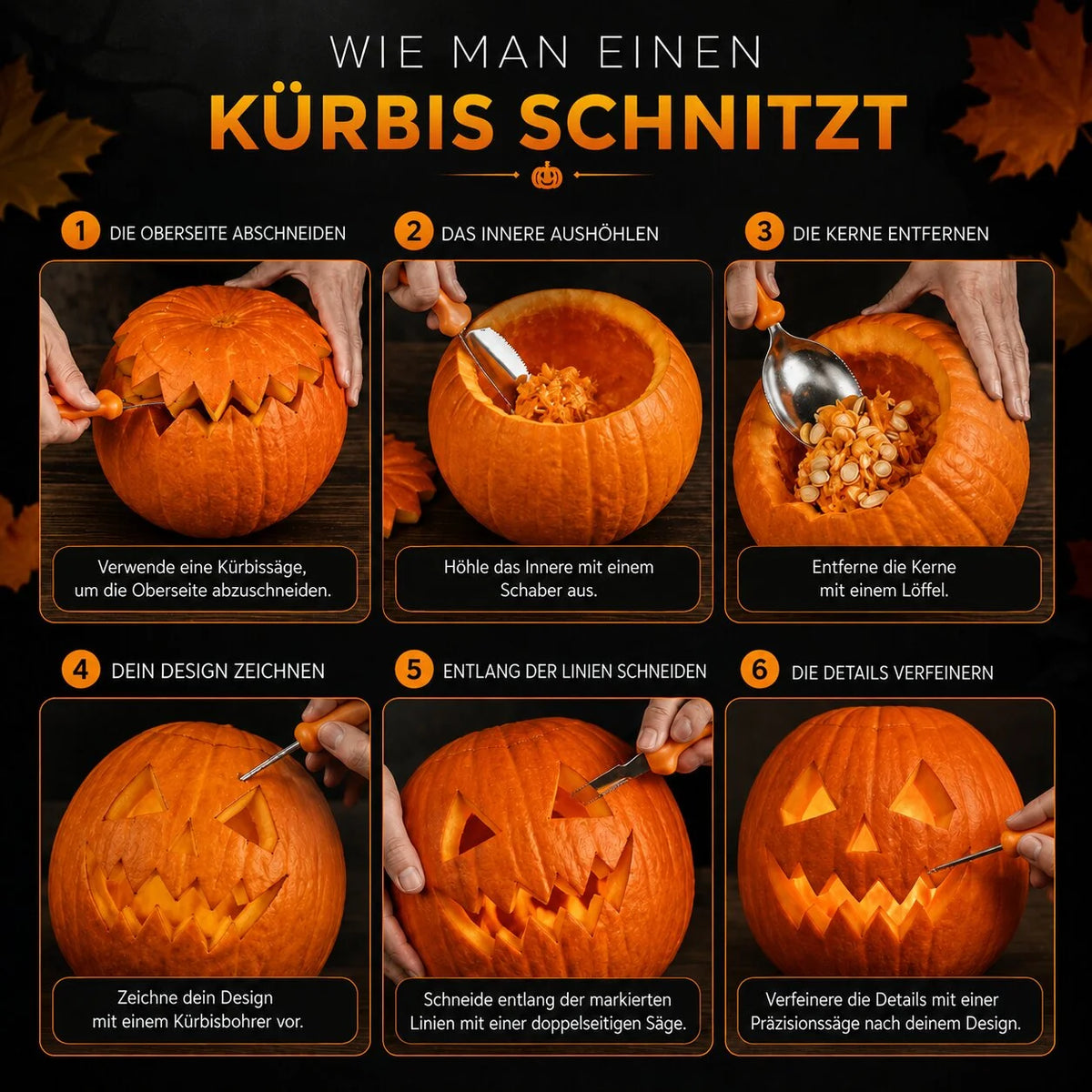 Pumpkin Carving Tool Set Stainless Steel Blades 10-Piece With Storage Bag
