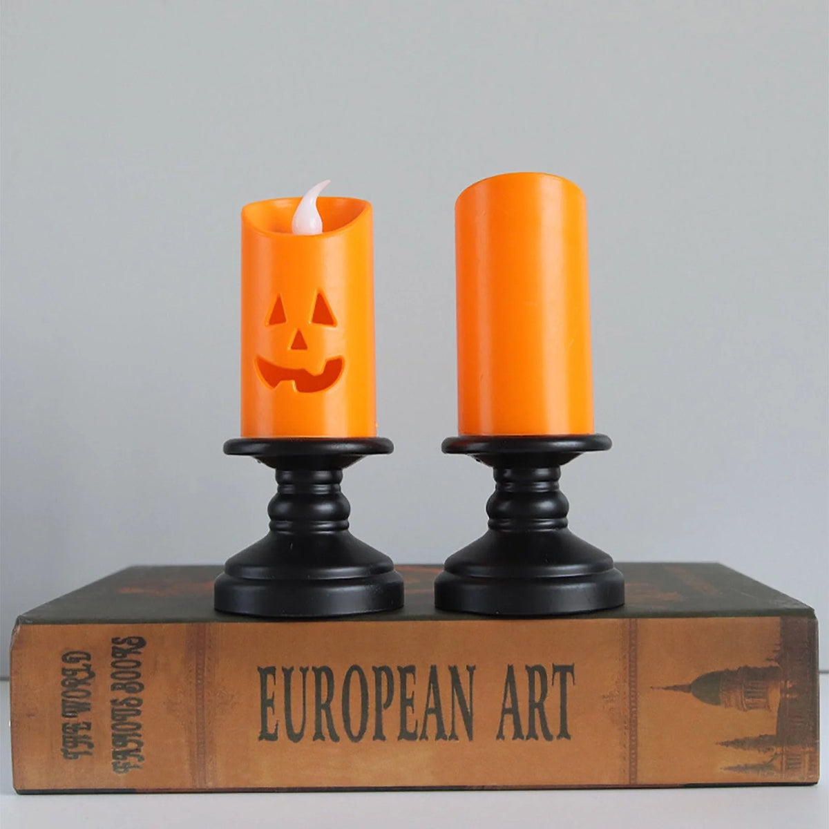 Pumpkin LED Candle Battery-Powered Flameless Ghost Face