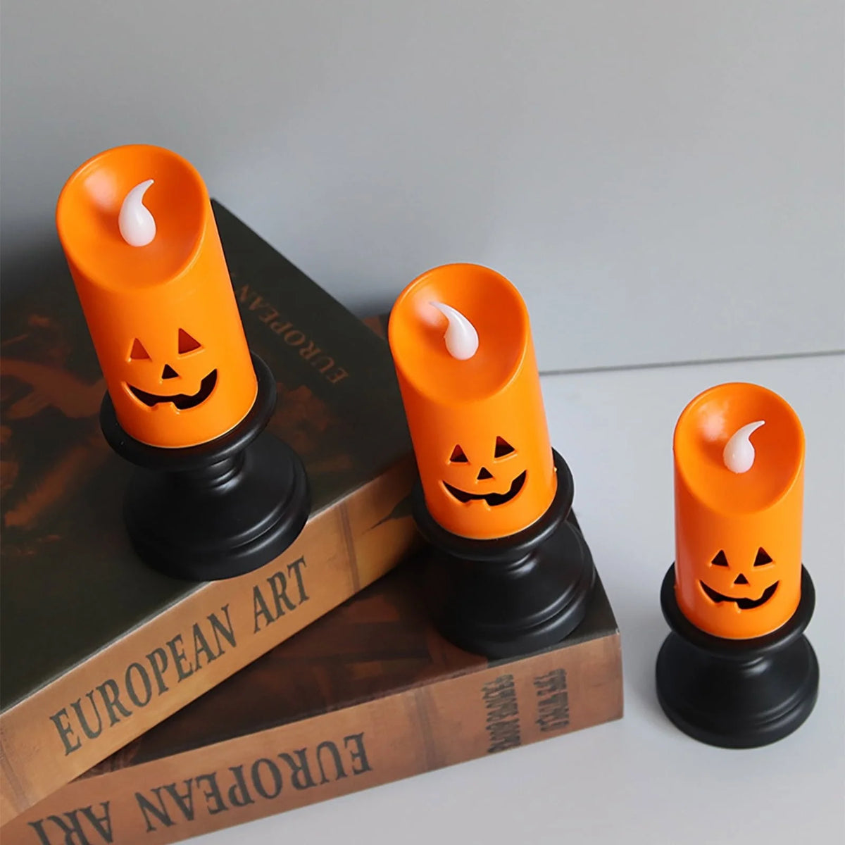 Pumpkin LED Candle Battery-Powered Flameless Ghost Face